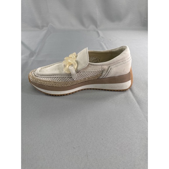 Dolce Vita Jadah Shoes Womens Size 8 Ivory Nubuck Chain Platform Loafers Slip On - Picture 4 of 11